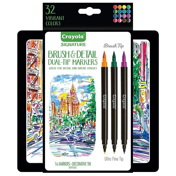 Crayola Brush & Detail Dual Tip Markers,