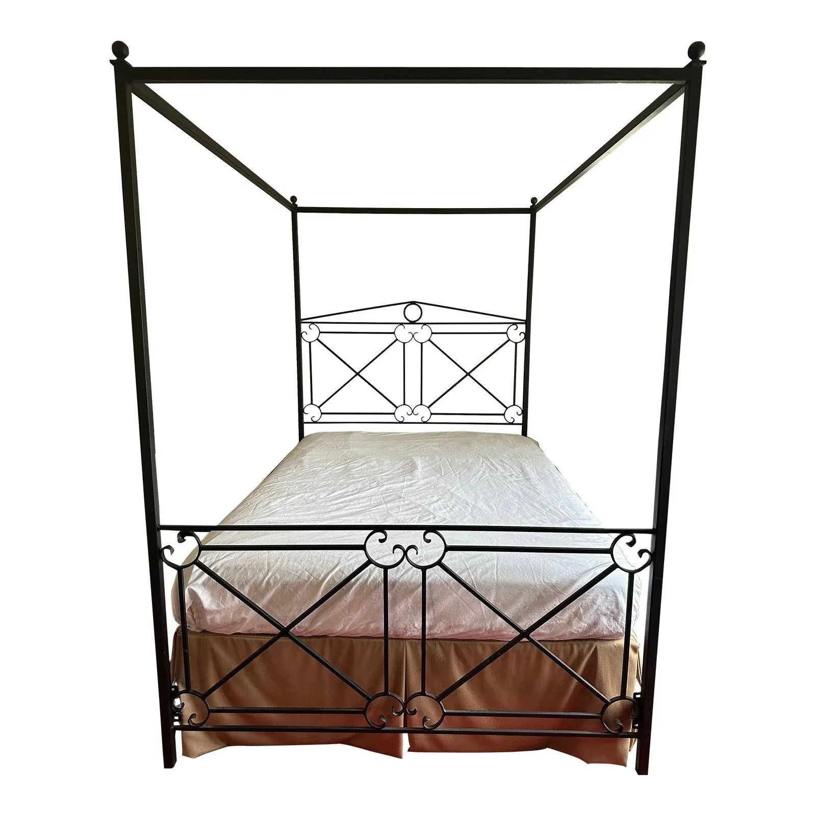 **New MARKDOWN—Tradition France Wrought Iron Queen Canopy Bedframe