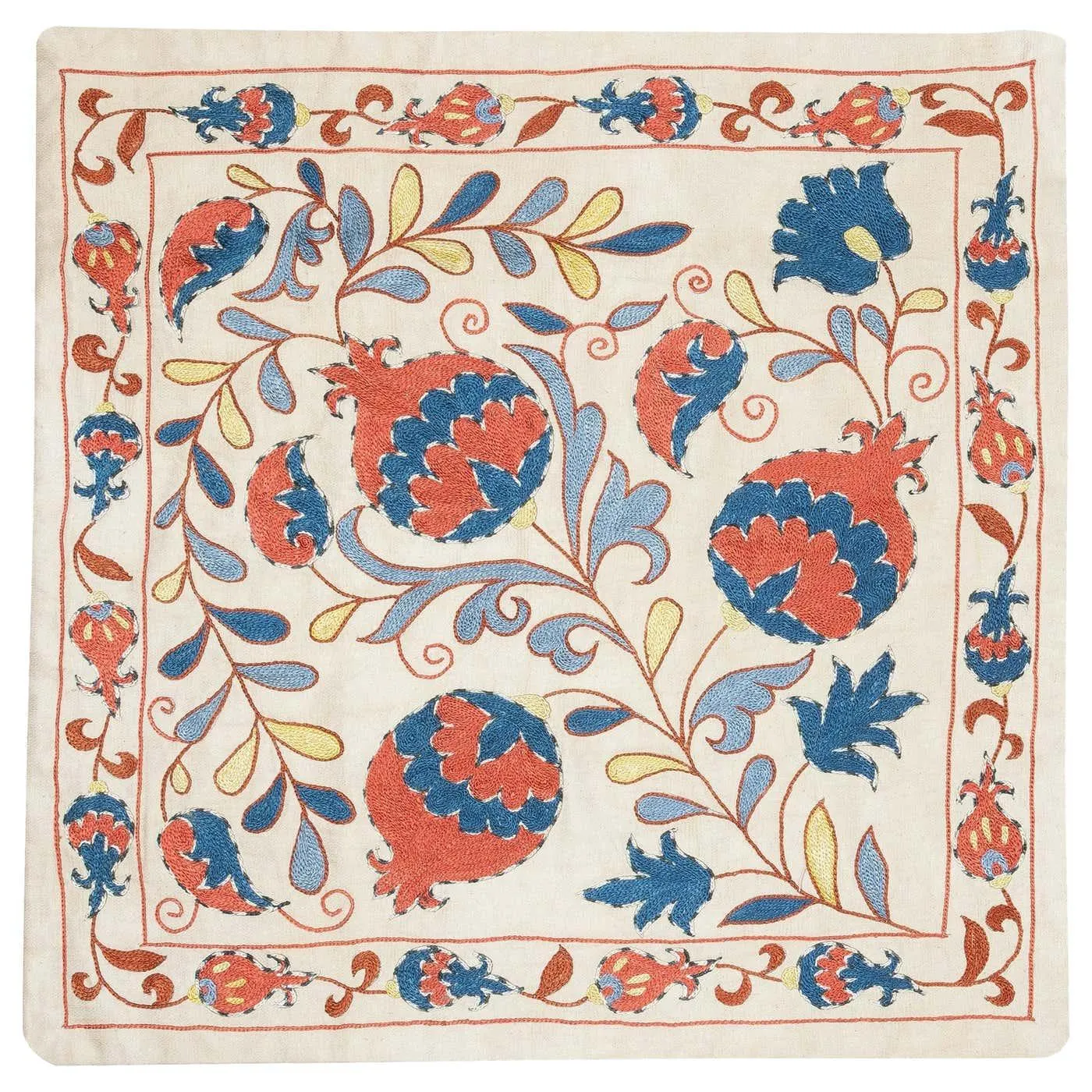 20"x21" 100% Silk Embroidered Cushion Cover. New Toss Pillow. Modern Lace Pillow