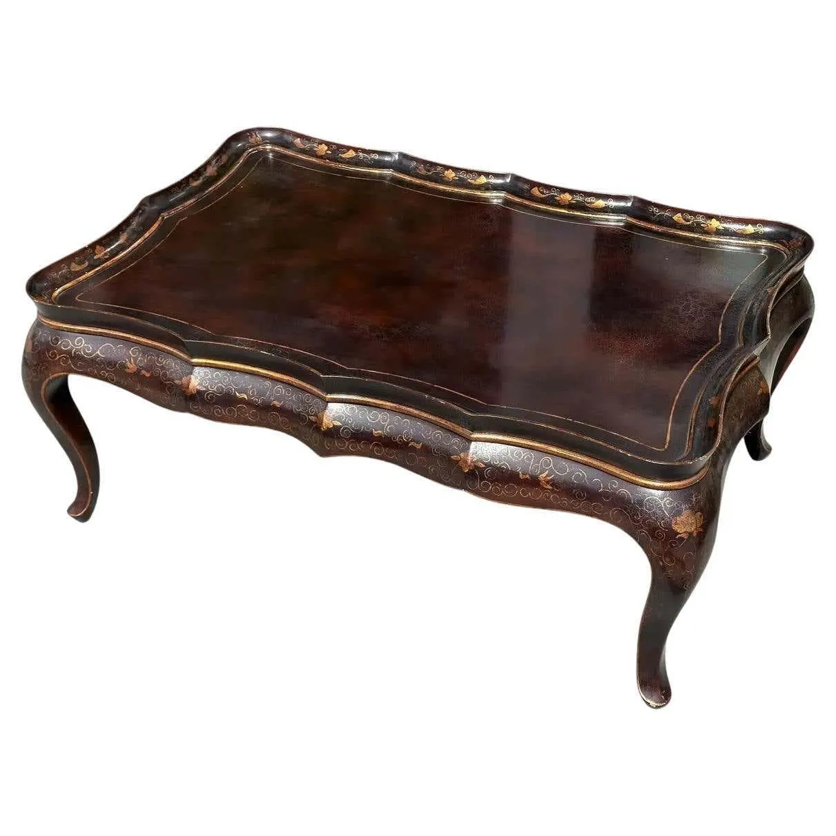 Gregorius Pineo Chinoiserie Black & Gold Cocktail Coffee Table