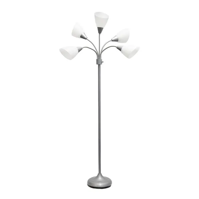Simple Designs 67-in Silver/White Multi-head Floor Lamp