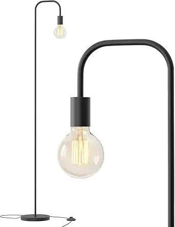 Oneach 63.75" Industrial LED Floor Lamp for Living Room Bedroom Reading Office Metal Minimalist Standing Lamp Tall Pole Lamps Office Black(Bulb not Included)