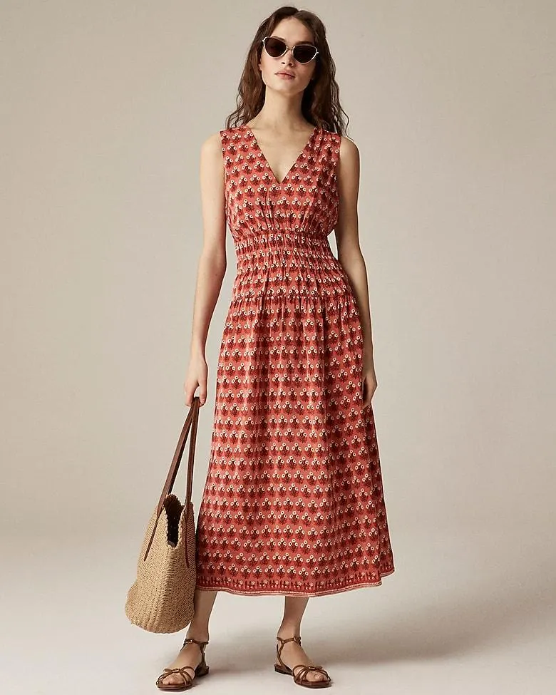 Hyacinth dress in block-print crepe de chine