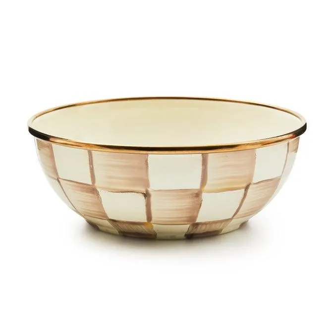 Mocha Check Enamel Everyday Bowl