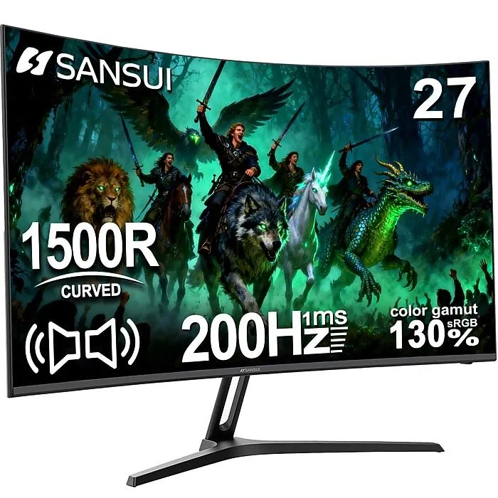 Sansui G-Series 27" Curved FHD 200Hz AMD Free-Sync VA Gaming Monitor,