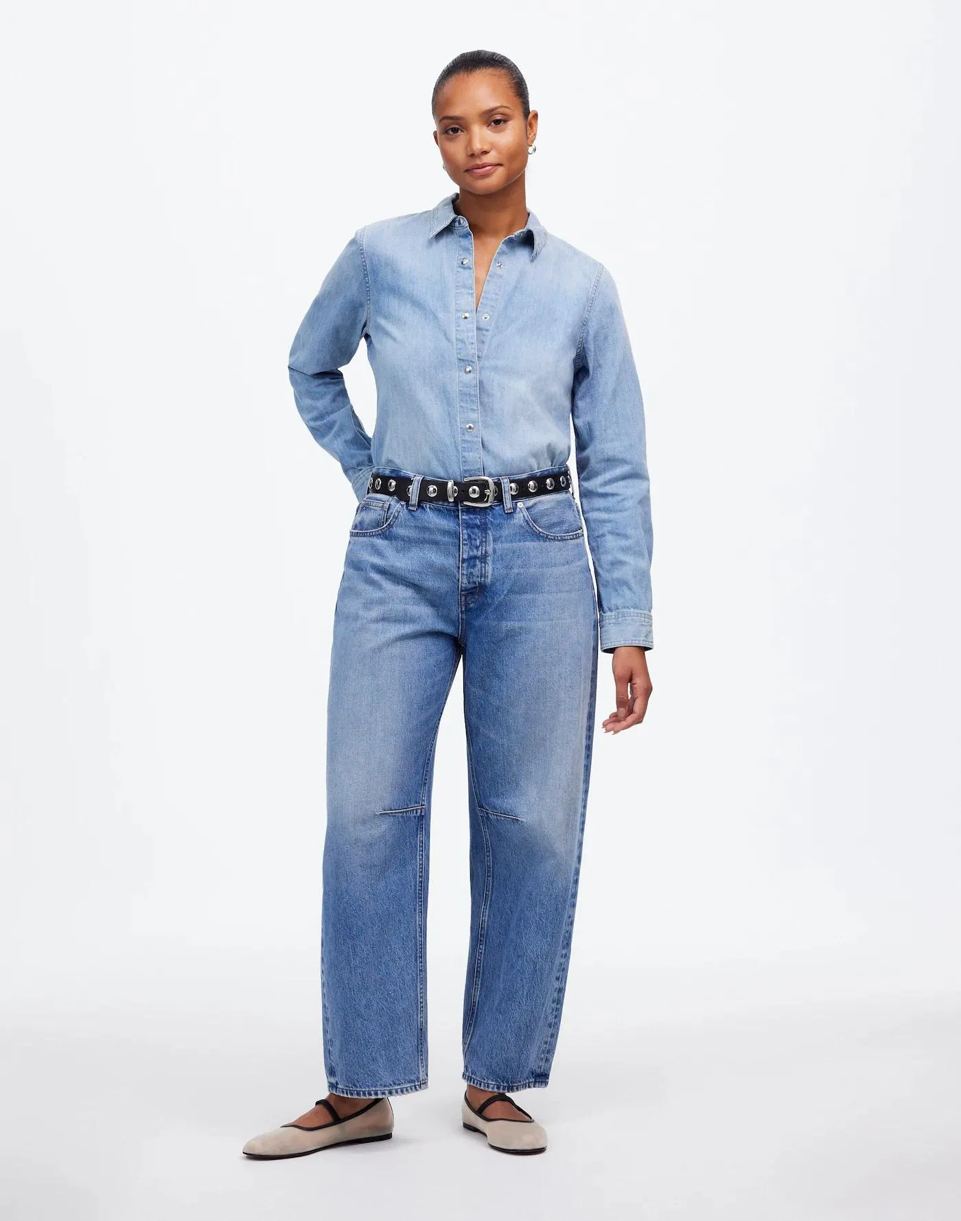 The Curvy Darted Barrel-Leg Jean