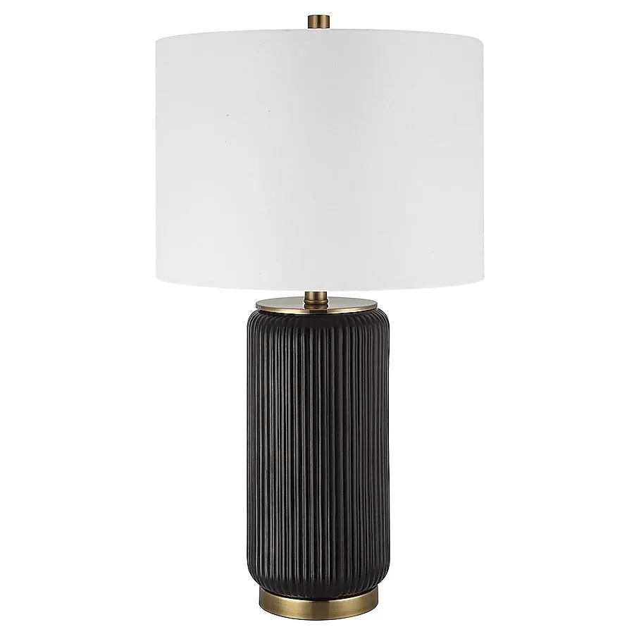 Origin 21 25.5-Inches Rich black with gold accents LED Incandescent Rotary socket Table Lamp with Fabric Shade