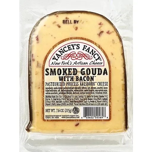 Yancey's Fancy Cheese, Pasteurized Process Aalsbruk, Smoked Gouda with Bacon 7.6 oz