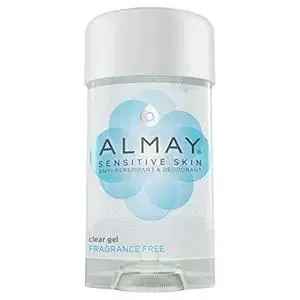 Almay Sensitive skin Clear Gel, Anti-Perspirant & Deodorant, Fragrance Free, 2.25-Ounce Stick (Pack of 6)