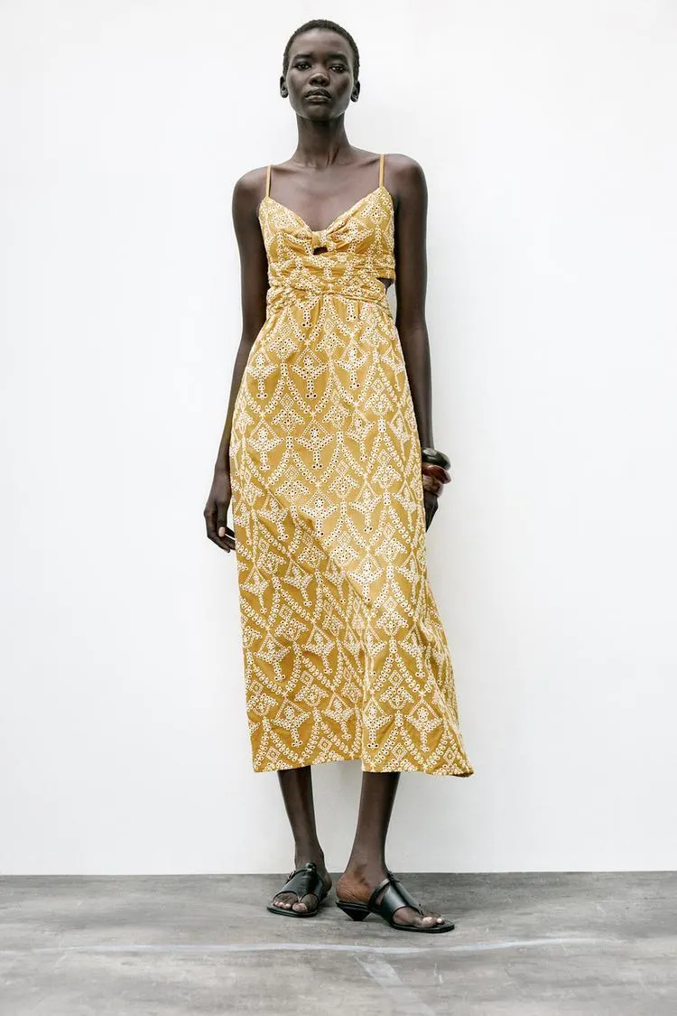 EMBROIDERED MIDI DRESS