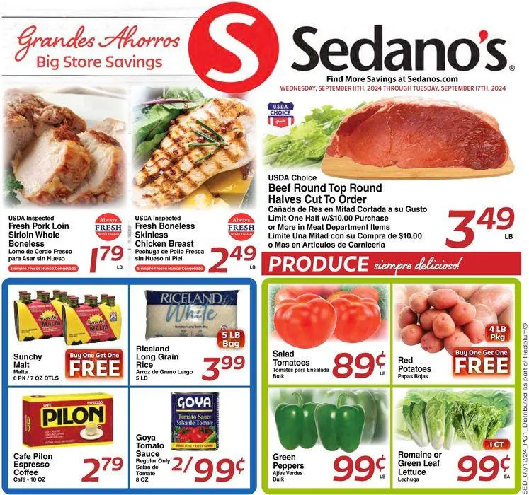 Weekly ad Sedano's weekly ad from September 11 to September 17 2024 - Page 1