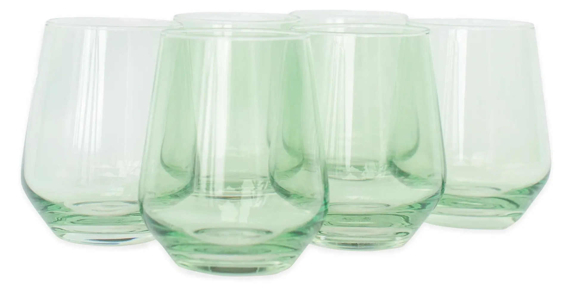 Estelle Stemless Wine Glass Set of Six in Green