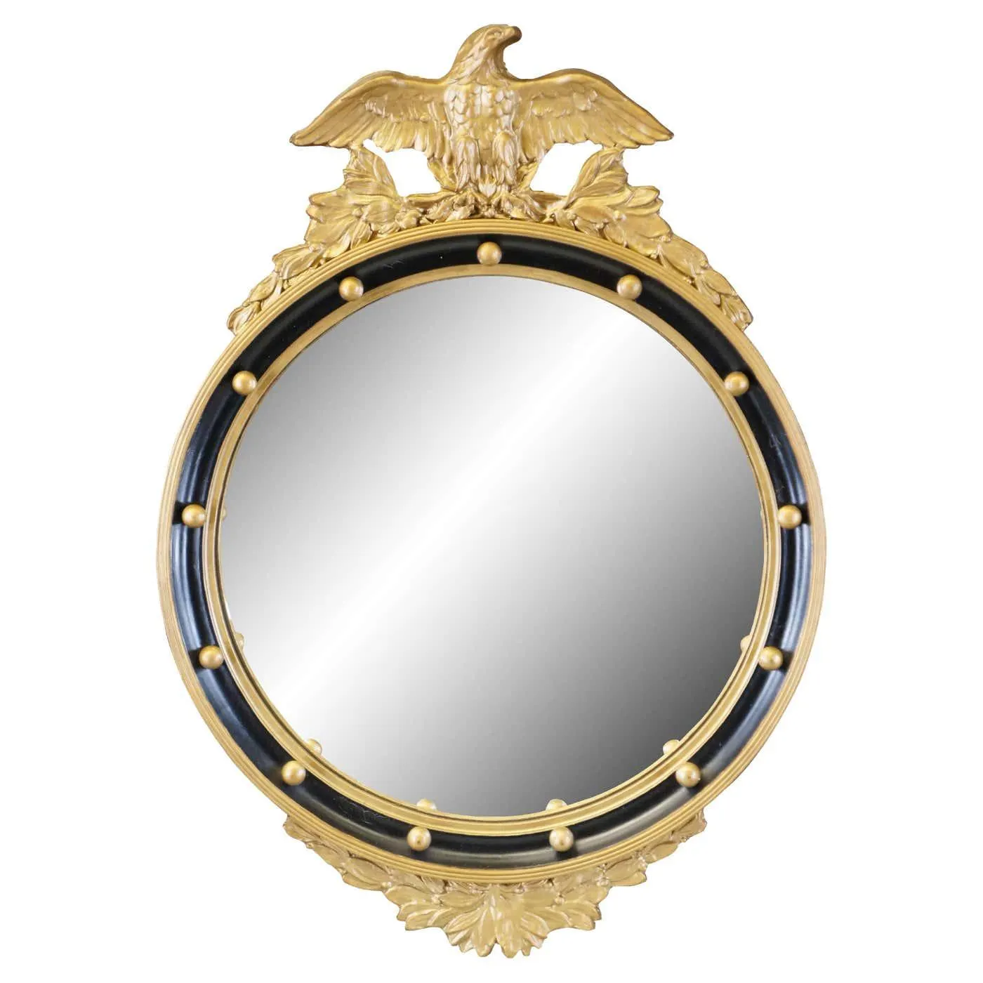 Antique 19th Century American Federal Eagle Bullseye Convex Rondel Wall Mirror