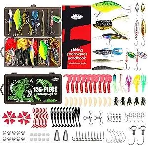 Fishing Lures - 2025 New Tackle Box with Tackle Included, Fishing Kit with VIBs, Frogs, Minnows, Soft Baits, Hooks & Weights Accessories, Freshwater Lure Kit for Bass Walleye Trout