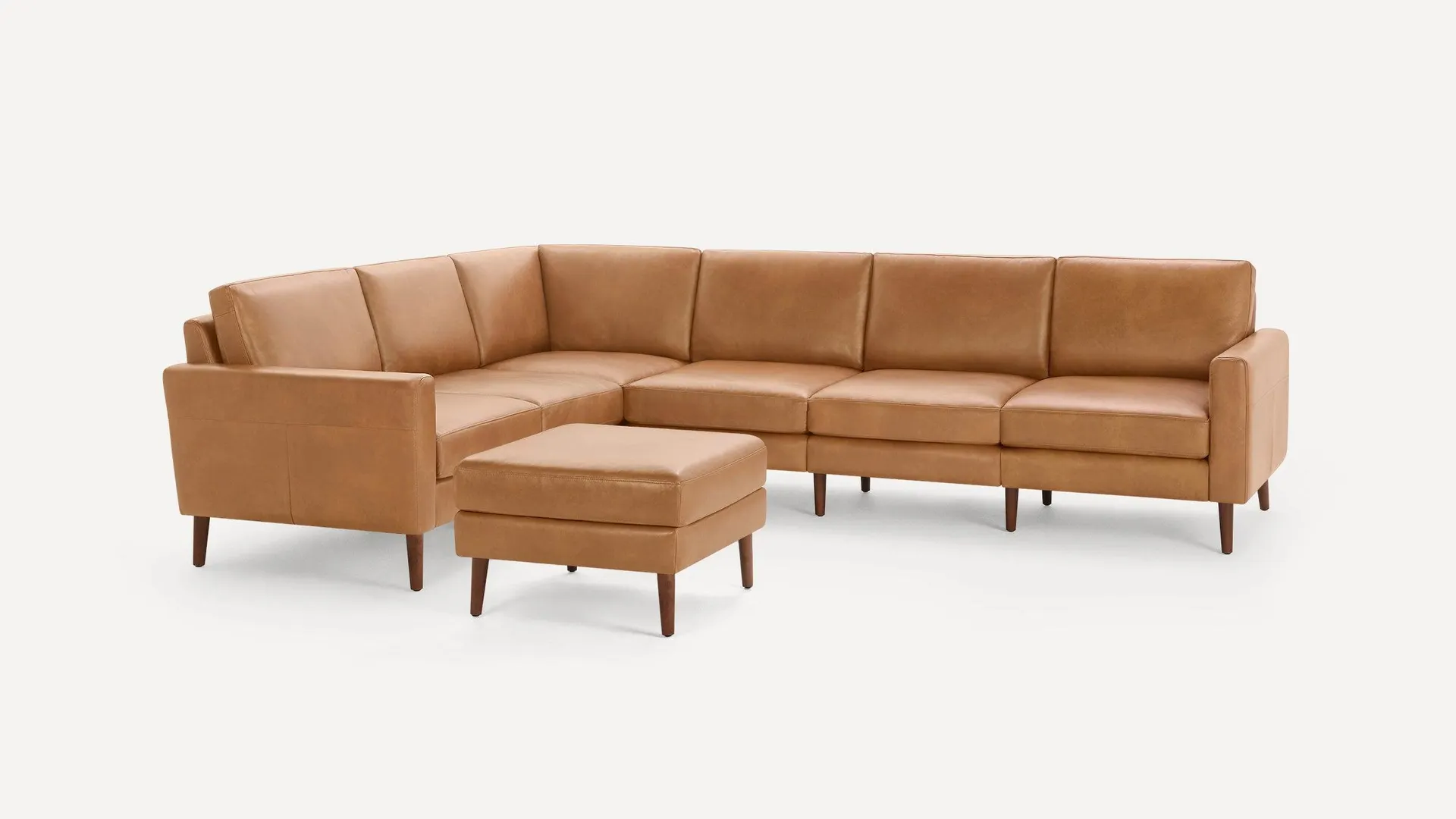 Nomad Leather 6-Seat Corner Sectional with Ottoman
