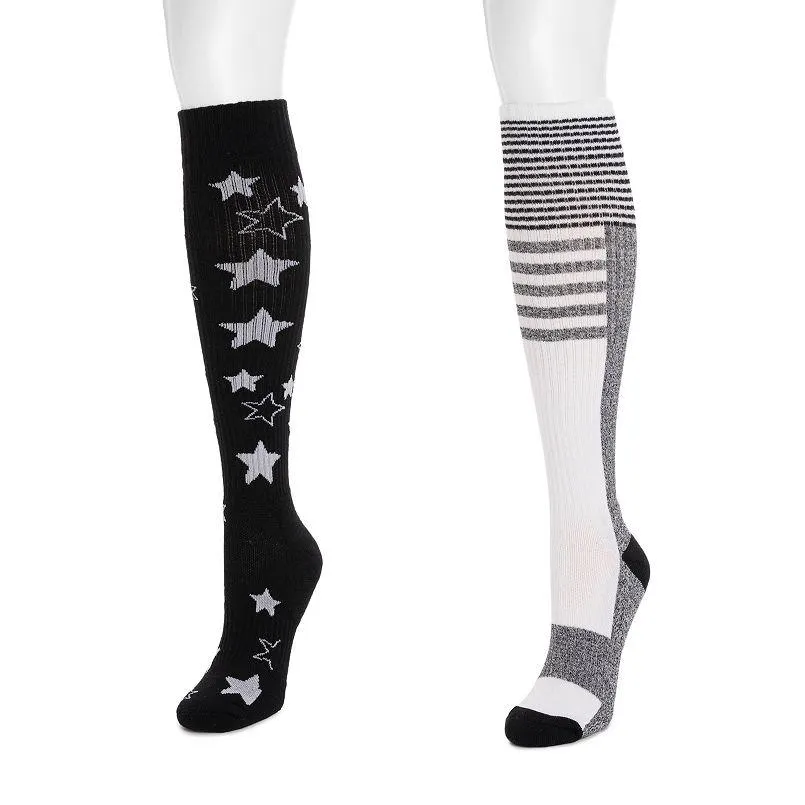 Women's MUK LUKS Cotton Compression Knee-High Socks 2-Pack