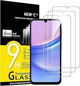 NEW'C 3 Pack Designed for Samsung Galaxy A15 5G/4G Screen Protector Tempered Glass,Case Friendly Scratch-proof, Bubble Free, Ultra Resistant