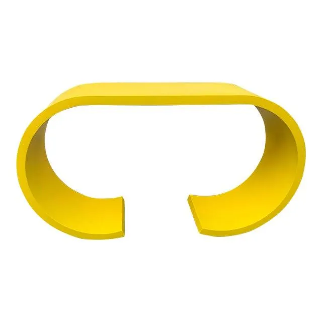 Mid Century Modern Waterfall Style Console Canary Yellow