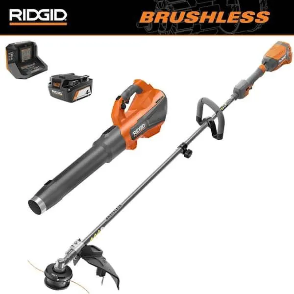 18V Brushless 14 in. Cordless Battery String Trimmer and Leaf Blower 2-Tool Combo Kit with 4.0 Ah Battery and Charger
