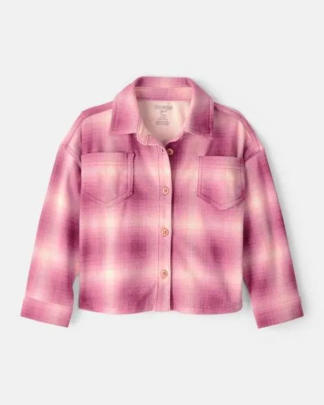 Baby Girl Plaid Long-Sleeve Flannel - Pink