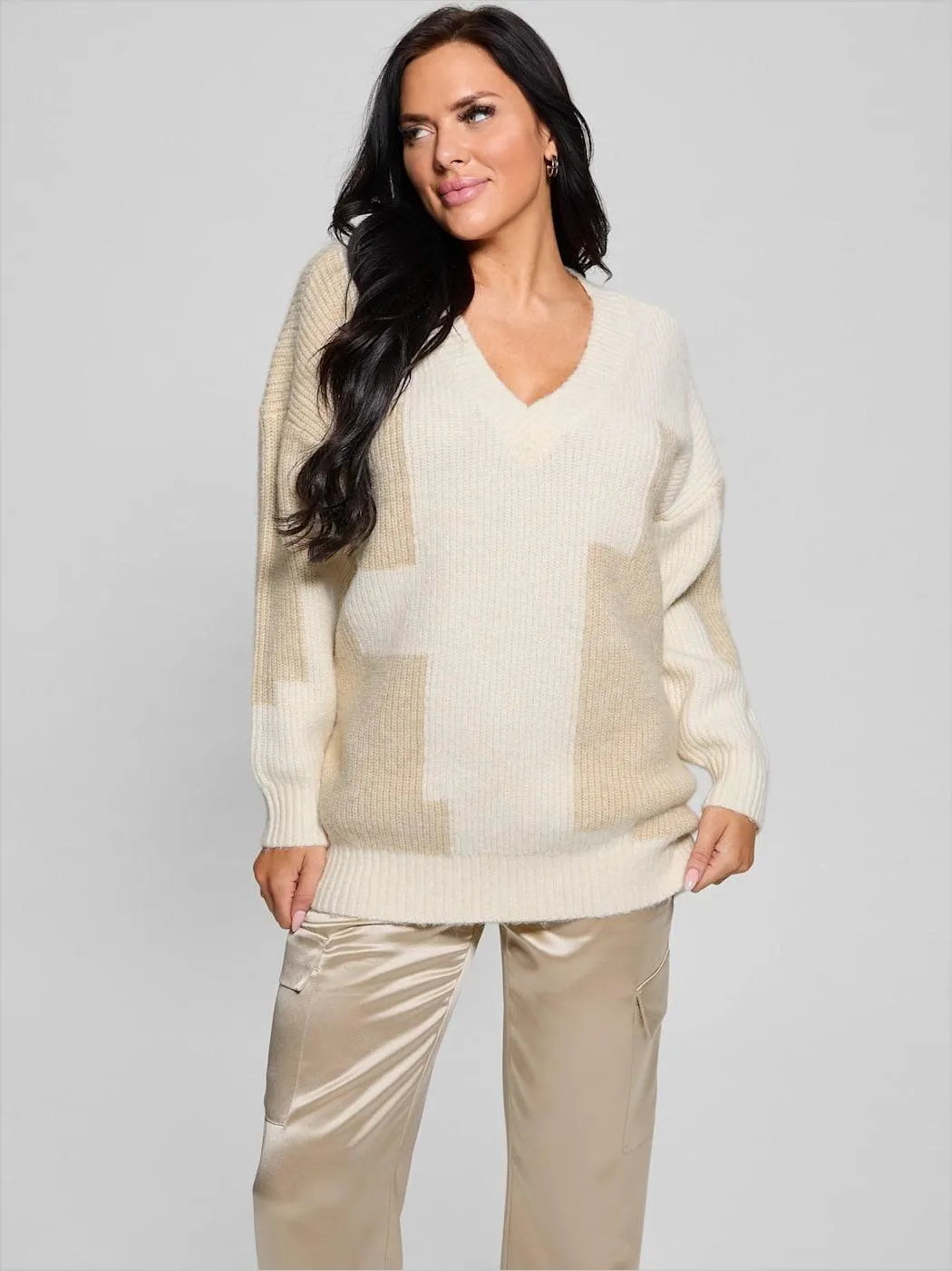 Intarsia Color-Block Sweater