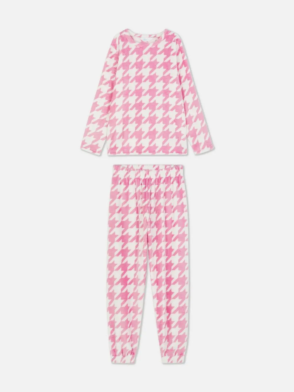 Pijama manga comprida malha polar macia estampada