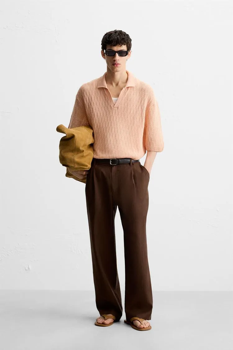 OPEN KNIT POLO SHIRT