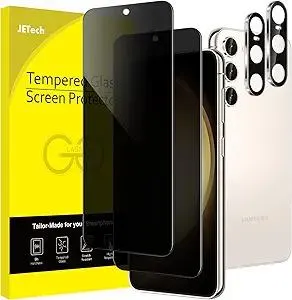 JETech Privacy Screen Protector for Samsung Galaxy S23 5G 6.1-Inch with Camera Lens Protector, Anti-Spy Tempered Glass Film, Fingerprint ID Compatible, 2-Pack Each