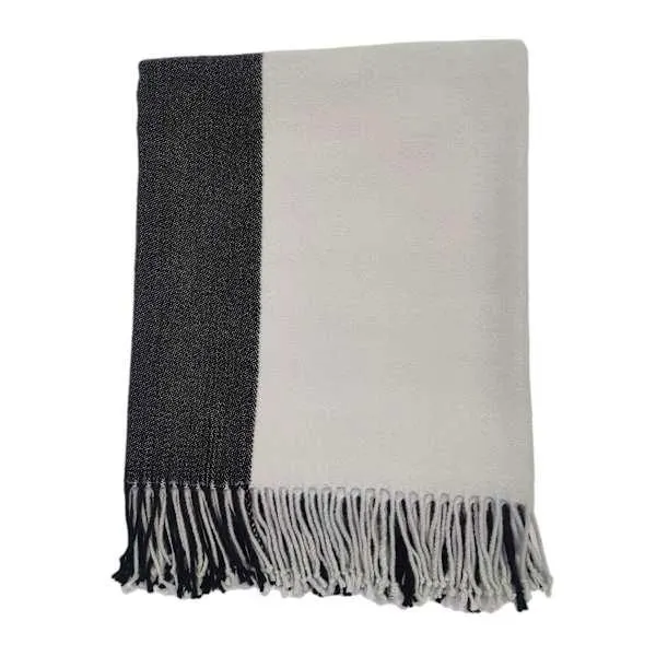 Grey & Black Color Block Throw Blanket, 50x60