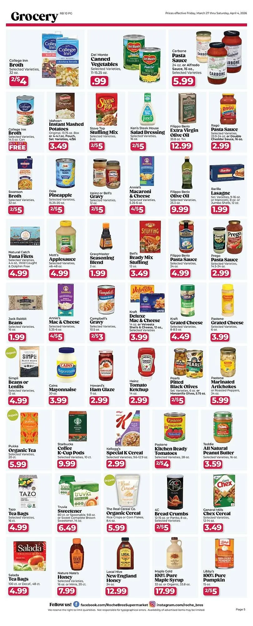 Weekly promotion Roche Bros weekly ad spanning from March 31 to April 4 2026 - Page 5 for Catalogue 365