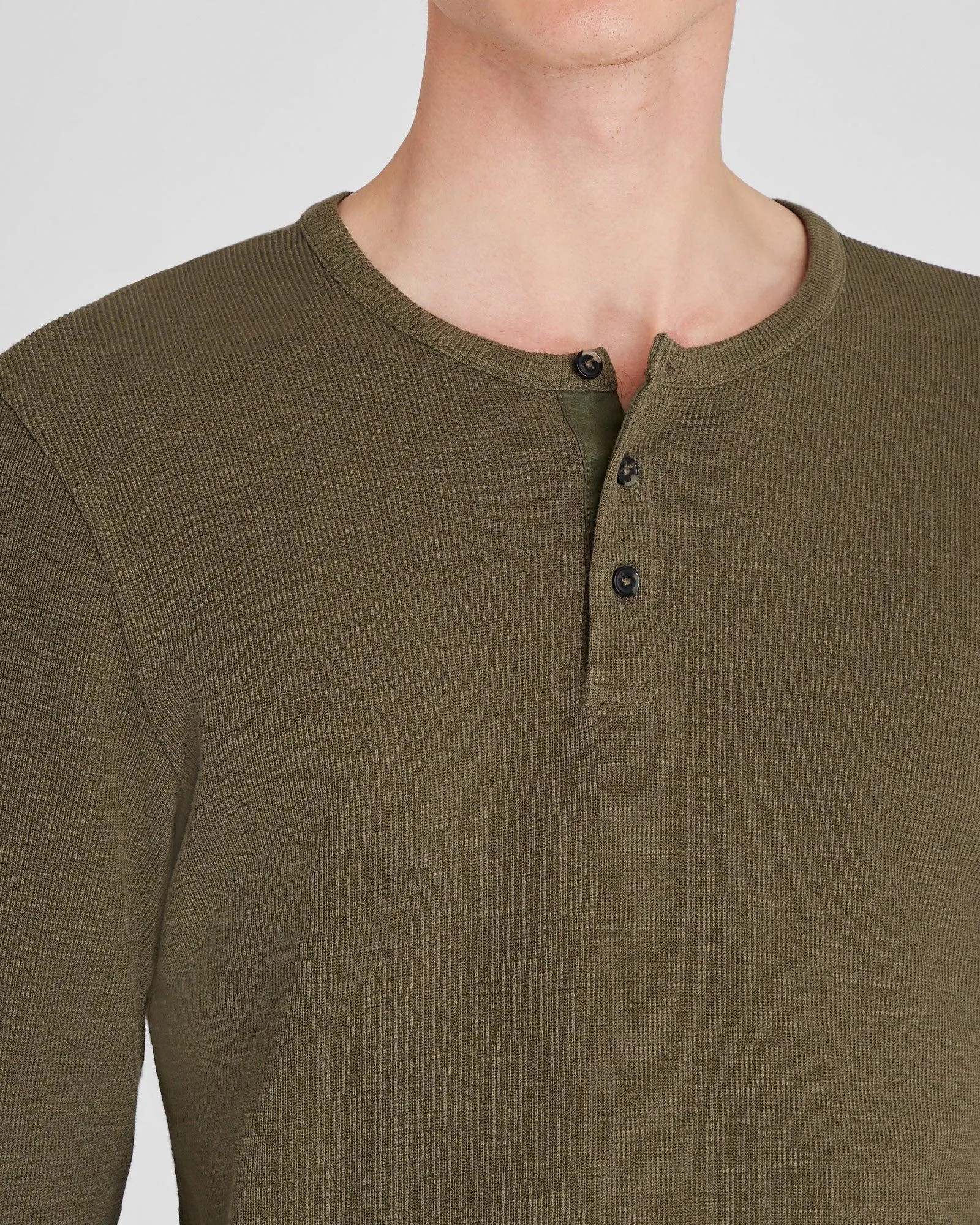 Textured Rib Long-Sleeve Henley