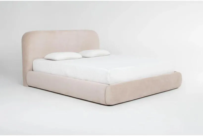 Aurora II Cloud Corduroy Queen Upholstered Platform Bed With Storage