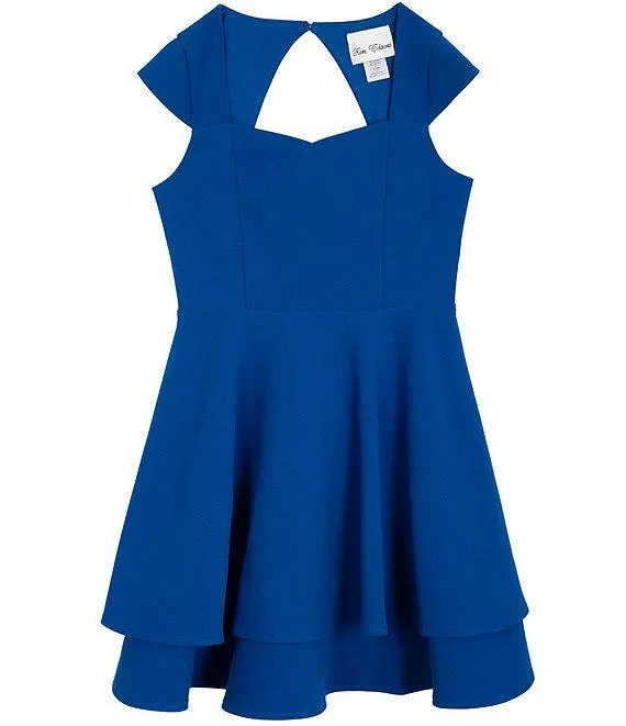 Big Girls Cap-Sleeve Tiered Fit & Flare Dress