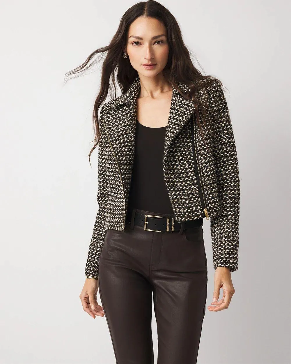 Metallic Tweed Moto Jacket