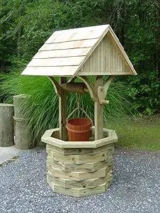 Woodworking Plans for a 6 ft. Wishing Well. Printed DIY Instruction Guide includes Photos at Every Step. How to Build an Octagon Base Wishing Well. Printed 36-page Plans.