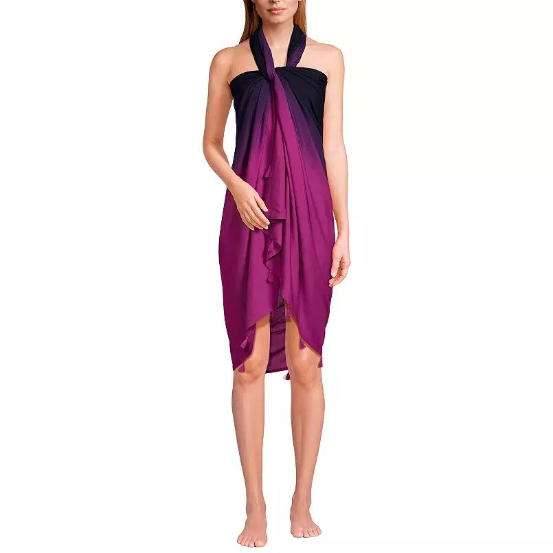Women's Lands' End Ombre Tasseled Swim Cover-Up Sarong