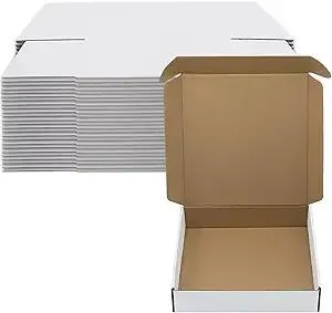 10 x 10 x 2 inch Shipping Boxes Set of 25, White Corrugated Cardboard Box Mailer Boxes for Packaging Small Business Shipping,Mailing Boxes Bulk for Birthday Wedding Party Book Literature Gift Giving