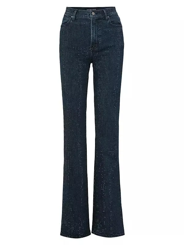 Crosbie Embellished High-Rise Wide-Leg Jeans