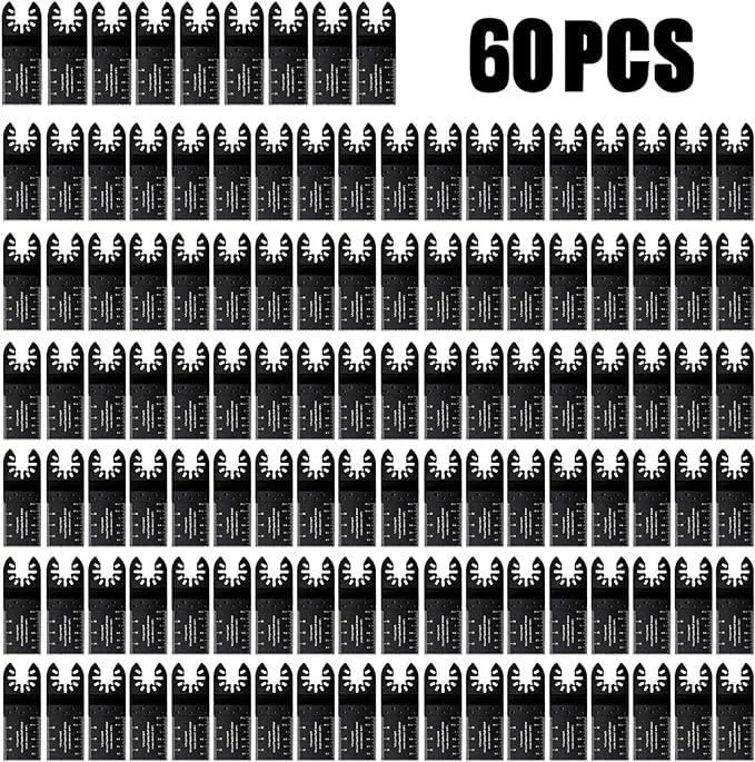 60 Pack Oscillating Tool Saw Blades Quick Release Multitool Blades Woodwork Carpenter Compatible with Fein Bosch Dremel Craftsman Ridgid Ryobi Makita Milwaukee Dewalt Rockwell(60)