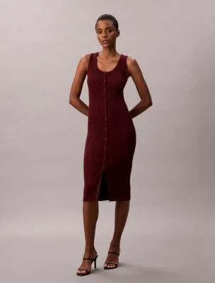 Smooth Cotton Rib Slim Midi Dress