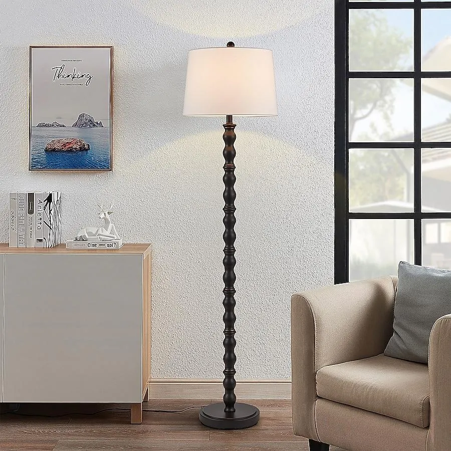 KAWOTI Caliana 60.25-in Oil-rubbed Bronze Standard Floor Lamp with Linen Shade