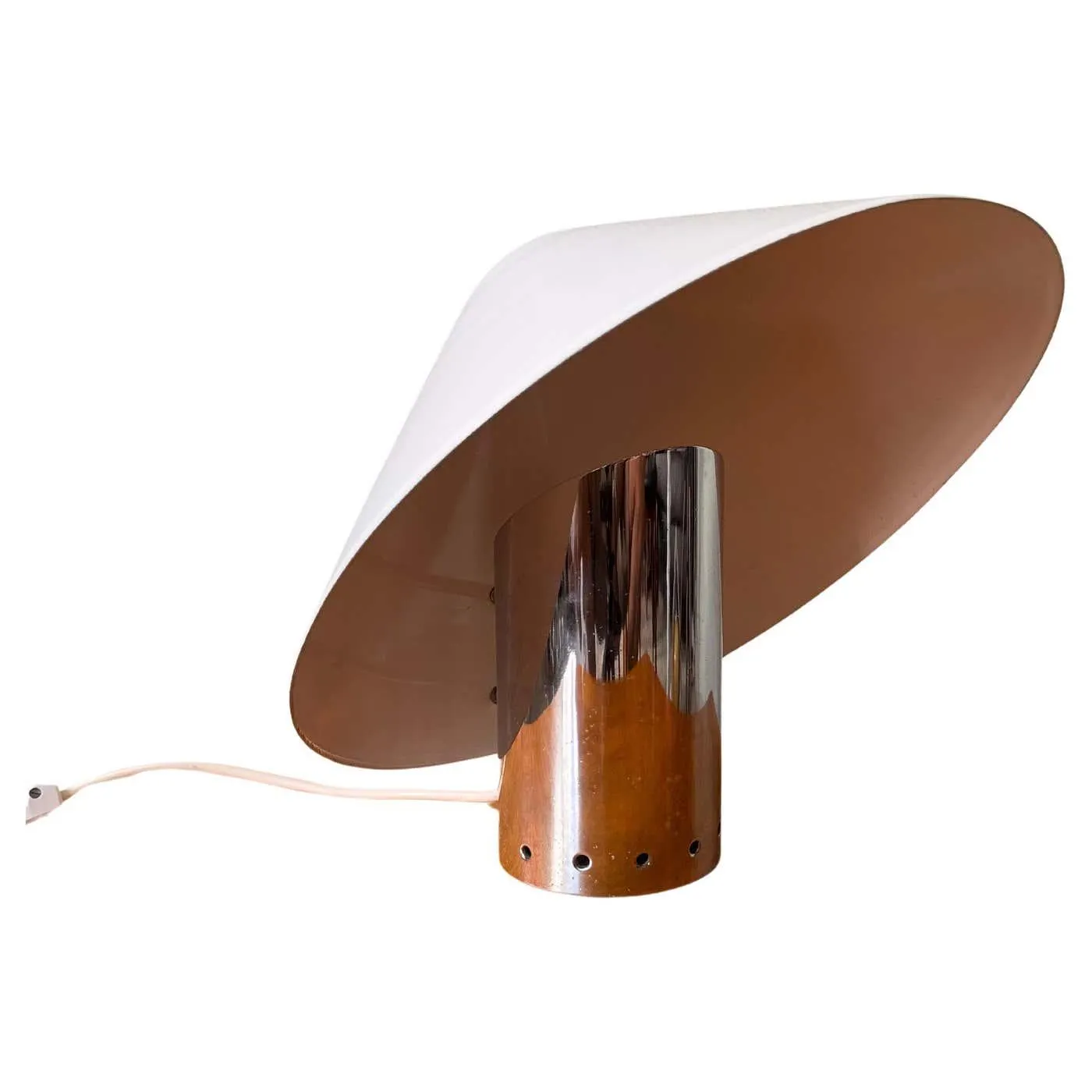 Sergio Mazza Chioccio White Aluminum Chrome Table Lamp Quattrifolio 1970s Italy