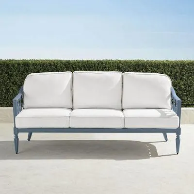 Avery Sofa with Cushions in Moonlight Blue Aluminum