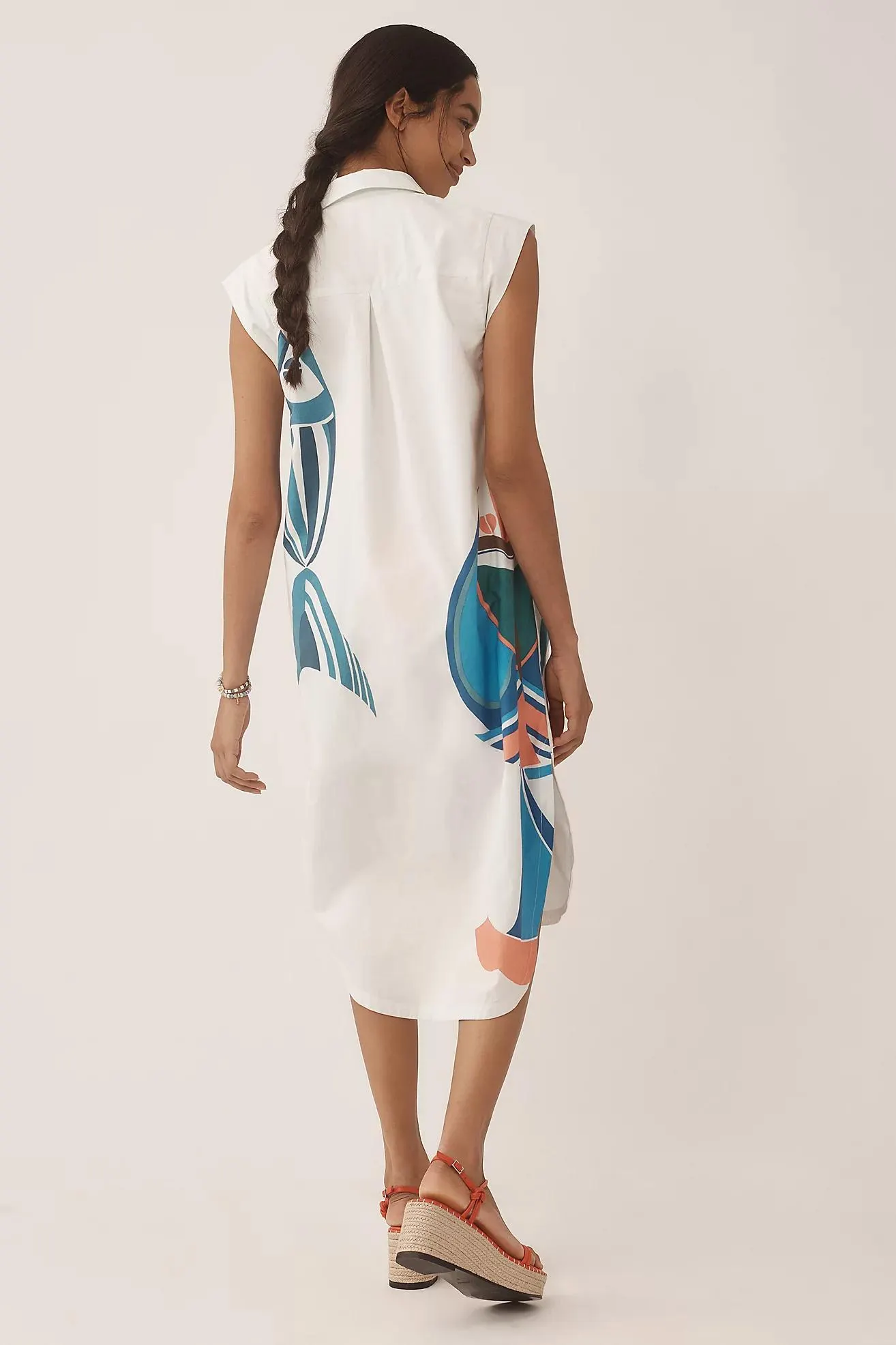 The Lillian Cap-Sleeve Button-Front Midi Dress by Maeve