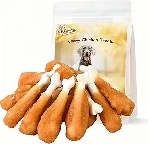 Dog Treats Chicken Wrapped Calcium Bone, Rawhide-Free Grain-Free Training Treats for Dogs Teeth Cleanning Breath Fresh Dog Chewy Snacks for Medium Large Dogs 10.6 oz, 18-19 Counts