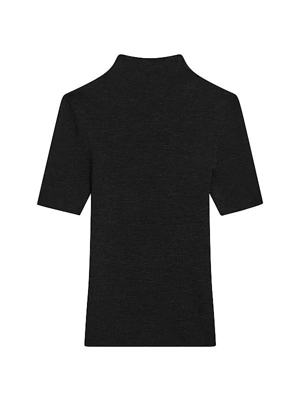 Leenda Merino Wool Short-Sleeve Sweater