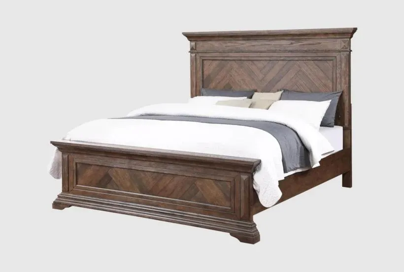 Archibald Queen Brown Wood Panel Bed With USB