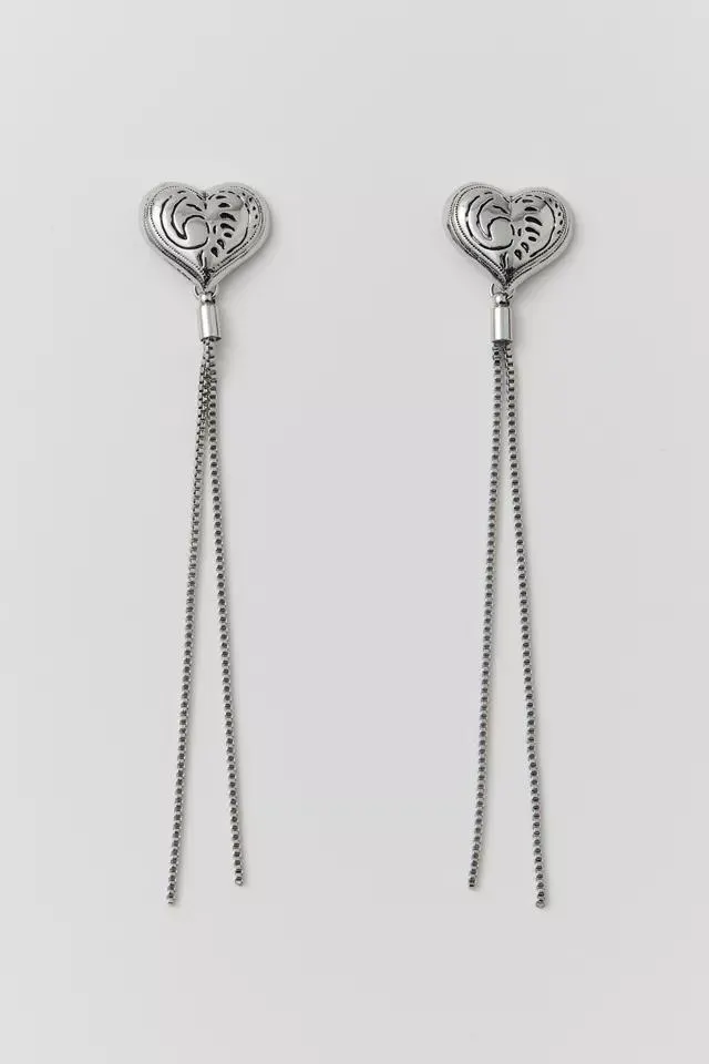 Heart Fringe Drop Earring