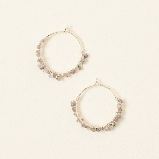 Pink Rough Diamond Hoop Earrings