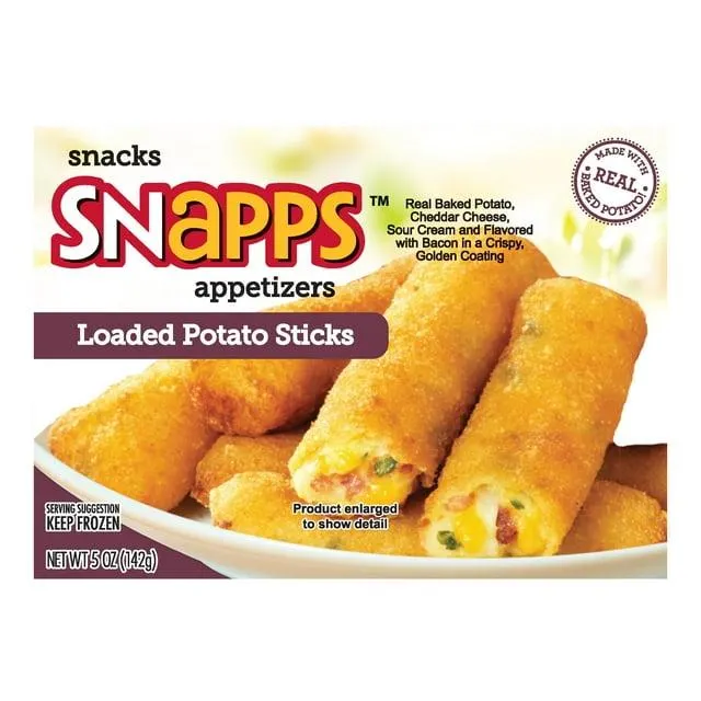 Snapps Frozen Appetizers Loaded Potato Sticks, 5 oz Cardboard Box